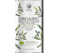 Enios 100% Greek Organic Extra Virgin Olive Oil 3L. Ultra-Low Acidity 0.32% Certified Health Claim Polyphenols. Harvest Nov/Dec-2024. Cold extraction
