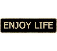 Enioy Life Inspirational Quotes Street Sign Vintage Metal Tin Sign Bar Cafe Garage Cave Home Room Farmhouse Garden Patio Wall Decor 4x16 Inch