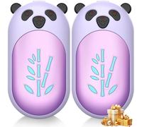 Enituo Hand Warmers Rechargeable 2 Pack, 3 Levels Heating 6000mAh Portable Electric Handwarmers, Cute Panda Pocket Heater Xmas Warm Gifts for Golf Hunting Hiking Camping Outdoor Activities - Purple