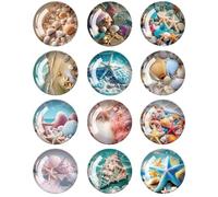 EnixwH 12 Pcs Powerful Fridge Magnets, 30MM Shell Themed Fridge Magnets, Small Magnets, Powerful Magnetic Whiteboard Magnets, Fridge Magnets, Calendar