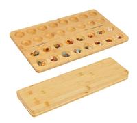 EnixwH Board Game Strategy Table Wooden Pebbles Natural Stone Thickened Board Games with 65 Stone Mancala Games Game Strategic Intelligence for Kids Adults Families