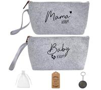 EnixwH Pack of 2 Mommy Bag, Felt Cosmetic Bag with Zip, Expectant Mum Gift, Gifts Birth, Clinic Bag Birth for Pregnant Women, Baby Christening, Baby Shower