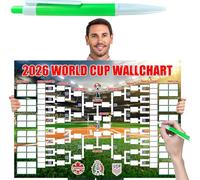 ENIXWH World Cup Game Plan Poster 2-in-1 Double-Sided Football World Cup 2026 Wall Calendar Final Round Includes 48 Teams