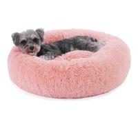 Enjamoy Plush Donut Dog Bed, Calming Round Dog Cat Bed Soft and Fluffy Cuddler Pet Cushion Self-Warming Puppy Beds Machine Washable, Pink 60