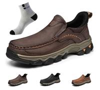 Enjerr Orthopedic Shoes Men - Arch Support, Men's Casual Dress Sneakers, Breathable Leather Upper Comfort Lightweight Cushioning Oxford Shoes (Dark Brown,8)