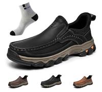 Enjerr Orthopedic Shoes Men - Arch Support, Men's Casual Dress Sneakers, Breathable Leather Upper Comfort Lightweight Cushioning Oxford Shoes (Black,8)