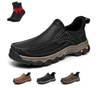 Enjerr Orthopedic Shoes Men,Casual Dress Sneakers,Men's Comfortable Casual Leather Slip On Loafers,enjerr Orthopedic Shoes(Black,9 UK)