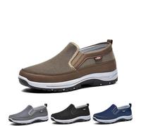 Enjerr Orthopedic Shoes Men,CNA Shoes for Men,Men's Arch Support Slip-on Canvas Loafers,Comfortable Breathable Walking(Brown,9)