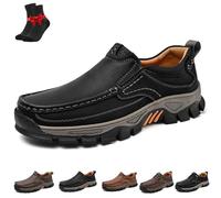 Enjerr Orthopedic Shoes Men,Comfortable Casual Leather Slip On Loafers,Casual Dress Sneakers,enjerr Orthopedic Shoes(Black,8 UK)