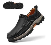 Enjerr Orthopedic Shoes Mens, Loafers Shoes for Men, Orthopedic Arch Support Leather Slip-on Loafers, Waterproof (C-Black, Adult, Men, 7.5, Numeric, UK Footwear Size System, Medium)