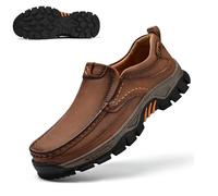 Enjerr Orthopedic Shoes Mens, Loafers Shoes for Men, Orthopedic Arch Support Leather Slip-on Loafers, Waterproof (C-Light Brown, Adult, Men, 9, Numeric, UK Footwear Size System, Medium)