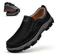Enjerr Orthopedic Shoes Mens, Loafers Shoes for Men, Orthopedic Arch Support Leather Slip-on Loafers, Waterproof (B-Black, Adult, Men, 8.5, Numeric, UK Footwear Size System, Medium)