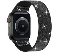 ENJINER Stretchy Nylon Solo Loop Bands Compatible with Apple Watch 38mm 40mm 41mm 42mm 44mm 45mm 49mm Ultra iWatch Series 8 7 6 SE 5 4 3 Strap, Sport Elastic Braided,38/40/41mm M Shining Glitter Black