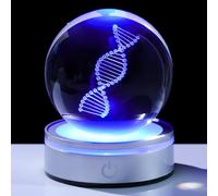 Enjinkail DNA Crystal Ball with LED Base - Unique 3D Laser Engraved Science Decor, Gift for Biology Teachers, Medical Students & Science Lovers, Classroom Lab Decor Night Light