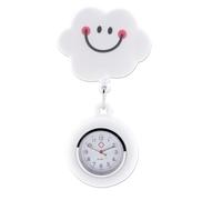 Enjiror Nurse White Fob Watch Portable with Retractable Clip On for Women Men Kids Boys Girls Medical Pocket Hanging Watchs Telescopic Fob Clouds Watch Gift for Nurse Doctor Worker Students