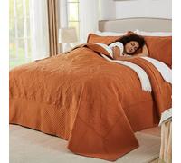 ENJOHOS Burnt Orange Oversized King Quilt 120"x120" - California King Bedspread Reversible, Lightweight Summer Soft Microfiber Bed Coverlet Super King Bedding (1 Cal King Quilt, 2 Pillow Shams)
