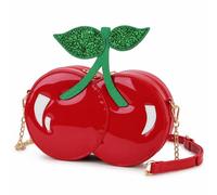 ENJOININ Fun Shape Purse for Women Novelty Handbags Unique Chain Crossbody Bag for Teens with Adjustable Shoulder Strap, Red Cherry