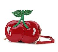ENJOININ Fun Shape Purse for Women Novelty Handbags Unique Chain Crossbody Bag for Teens with Adjustable Shoulder Strap, Red Cherry