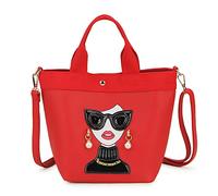 ENJOININ Funky Lady Face Purse for Women Casual Shopping Bag Top Handle Satchel Handbags Pu Leather Shoulder Bag Totes, Red a