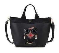 ENJOININ Funky Lady Face Purse for Women Casual Shopping Bag Top Handle Satchel Handbags Pu Leather Shoulder Bag Totes, Black B