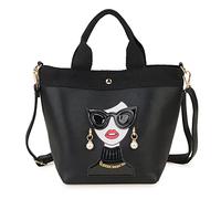 ENJOININ Funky Lady Face Purse for Women Casual Shopping Bag Top Handle Satchel Handbags Pu Leather Shoulder Bag Totes, Black a
