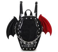 ENJOININ Gothic Coffin Shape Purses and Handbags for Women Halloween Shoulder Bag Ita Purse Backpack…, Black Red Wings, S, Gothic