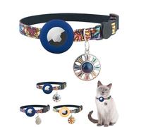 EnjoIt AirTag Cat Collar Breakaway, with Apple Air Tag Holder, Bell and Classical Pendant for Small Pets Cats Puppies Kitten Navy Blue