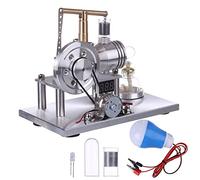 ENJOMOR Custom Balance Type Hot Air Stirling Engine Generator Model Science Experiment Educational Toy with Voltage Digital Display Meter and LED Bulb