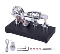 ENJOMOR Metal Gamma Hot-air Stirling Engine Model with Bulb Educational Kit | Bulb Educational Toys Gifts Great Physics STEM Teaching Tool, Desktop Ornament And Collectible For Engineering Hobbyists