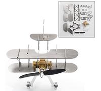 ENJOMOR Metal Stirling Motor Aircraft Model Kit, Free Piston Mechanism, Precise STEM Technology Display for Office, Laboratory, Study and Technology Lovers, Gift for Adults