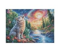 Enjoy A Relaxing Activity with Wolf Mountain Stream Forest Wildlife Wild Nature 300 Piece Adult Puzzle Fun Stimulating And Perfect for Hobby 300 PCS（40x28cm）