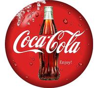 Enjoy Coca Cola Round Tin Sign, Retro Metal Round Tin Signs Decor Wall Art Posters Gifts For Door Plaque Home Bars Clubs Cafes 12x12 Inch