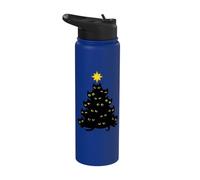 Enjoy Cool Funny Christmas Black Cats Decoration Tree Anime Stainless Steel Insulated Water Bottle