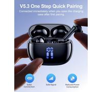 Enjoy Crystal-Clear Sound With These Wireless Earbuds Featuring Deep Bass And 40-Hour Playtime. The Waterproof Design Makes Them P