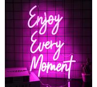 Enjoy Every Moment Neon Sign Pink Letter Neon Lights Words Neon Light Up Sign Enjoy LED Signs for Wall Decor Neon Lights Signs for Bedroom Bar Restaurant Salon Party Decor