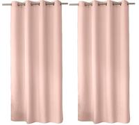 Enjoy Home Basic Polyester Curtain with 8 Silver Eyelets Diameter 4 cm 140 x 240 cm Old Pink (Pack of 2)