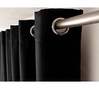 Enjoy Home Blackout Curtain with 8 Chrome-Plated Metal Eyelets, Diameter 4 cm, High Height, 100% Polyester, 140 x 280 cm, Oeko-Tex Certified Fabric, Easy Care, Basic Collection, Black