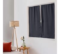 Enjoy Home ED Opaque Curtain with Rod Pocket, Dark Grey, 60 x 120 cm, 100% Polyester, Oeko-Tex Fabric, Licorice Collection