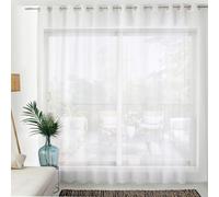 Enjoy Home White Net Curtain Large Width 420 x 240 cm (LxH) with 24 Silver Eyelets Diameter 4 cm 100% Sandblasted Polyester
