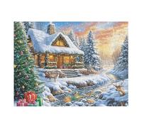 Enjoy Hours of Fun with Pine Tree Cabin Snow Forest Wild Nature Rural 500 Piece Adult Puzzle Stimulating Relaxing And Perfect for Home And Hobby Time 500 PCS（52×38cm）