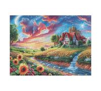 Enjoy Hours of Fun with Sunflower Stream Cabin Rural Countryside Wild 500 Piece Adult Puzzle Stimulating Relaxing And Perfect for Home And Hobby Time 500 PCS（52×38cm）