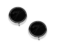 (Enjoy Life Handwritten Black Text) Round Pill Box with 3 Compartment Small Pill Organizer Portable Pill Case Vitamin Containers, Travel Essentials 4.6x4.6x1.8 cm