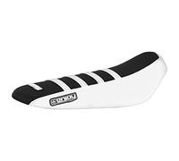 Enjoy MFG Ribbed Seat Cover - Compatible Fit for Sur Ron Sur-Ron Light Bee MX & X E-Bike #349 (White & Black w/White Ribs)