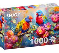 ENJOY Puzzle Tropical Rainbow Parrots and Flowers Bird Illustration - 1000 Pieces Jigsaw Puzzle for Adults - Matte Finish, Soft Touch, Easy to Assemble, Tight Fit, Vivid Colors, Missing Pieces Service