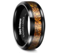 Enjoy Risingsun Mens Tungsten Tiger Eye Wedding Bands Rings, Blcak Beveled Edge Engagement rings Promise Ring for Women Men,8mm Width, Comfort Fit Size 8-12, 6 UK, Tungsten Gemstone, Cat's Eye