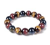 Enjoy Risingsun Tiger Eye Bracelet,Relax Anxiety Crystal Beaded Triple Protection Jewelry Bead Stone Chakra Gemstones Bracelets for women men, 10mm, 12mm, or 14mm, Tiger Eye Stone, tiger eye
