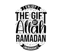 Enjoy The Gift of Allah Ramadan Mubarak holy Month Ramadan Greeting Vinyl Wall Decals 36x53.1cm Multi Color Selection Black