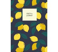 "Enjoy the Journey" Journal with Custom Dates, Hardcover, Large (7" x 10") Ruled/Lined, Dark Lemon Pattern, 110 pages