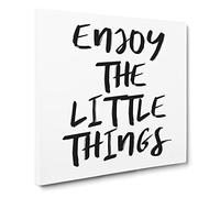 Enjoy the Little Things Modern Typography Quote Canvas Print | Gallery Wrapped 30mm Frame Wall Art | 14x14 inches | Ready to Hang | Modern Typography Picture | Living Room Bedroom Lounge Office