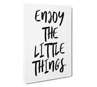 Enjoy The Little Things Typography Canvas Print | Gallery Wrapped 30mm Frame Wall Art | 30x20 inches | Ready to Hang | Modern Typography Picture | Living Room Bedroom Lounge Office